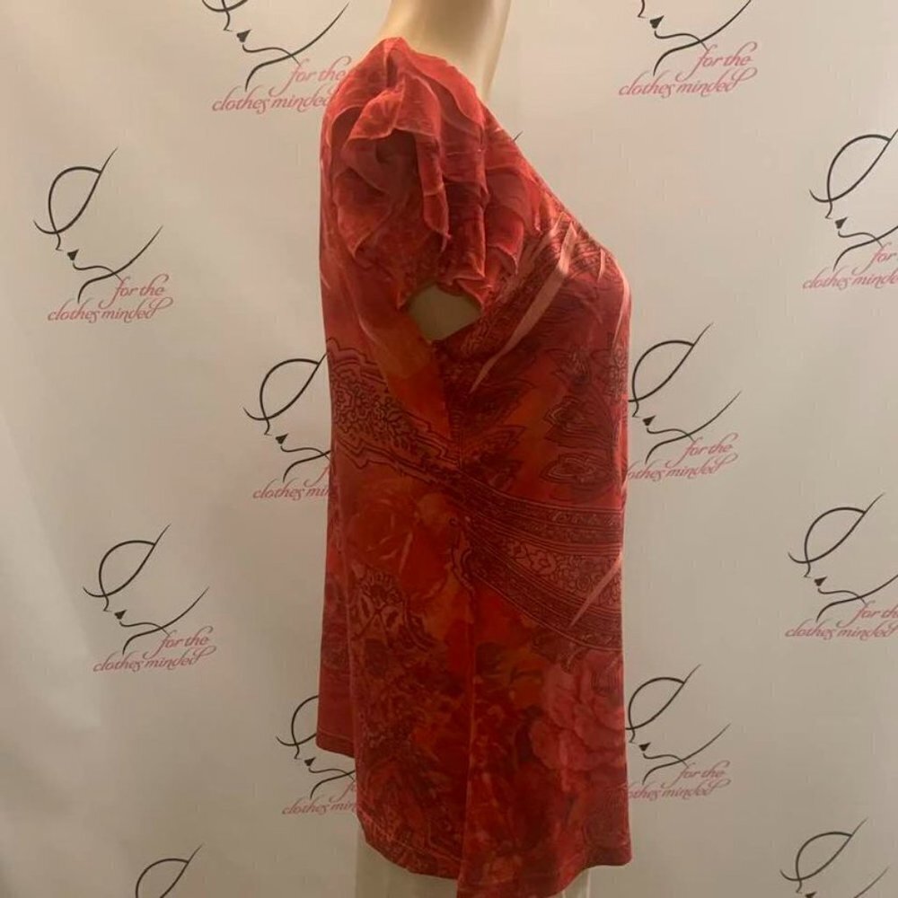Jane Ashley. Size L. (?) Bust 38". Stretch Ruffled Sleeve Caps. B55 - Picture 3 of 4
